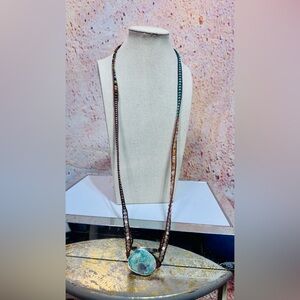 NWT Elegant Beaded Necklace with Brown and Turquoise Accents